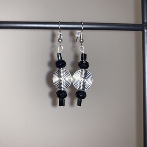 Black Silver Swirl Earrings